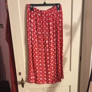 Wonderly Red and White Maxi A-Line Skirt